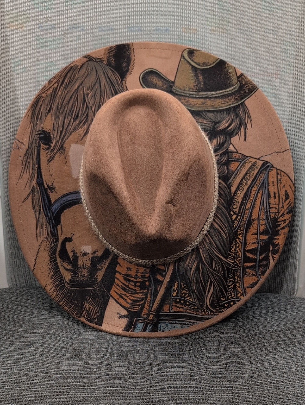 Burned & Hand Painted Western Cowboy Hat Horse Rancher Artisan
